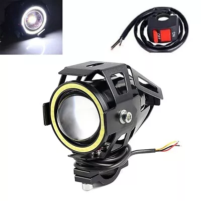 Super Bright 125W LED Light Angel Eye Motorcycle Headlight Driving Fog Spot Lamp • $17.01