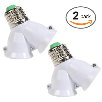 2 In 1 E27 Lamp Socket Splitter Adapter Light Double Y Bulb Base Stand Holder 2x • $9.45