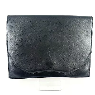 Yves Saint Laurent Clutch Hand Bag Leather Black Vintage Authentic #0154 • $179.99