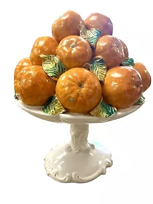 Vintage Italian Majolica Orange Topiary 11” X 9” X 9” Ceramic MCM Signed Italy • $125