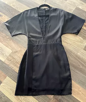 MISSGUIDED Black Deep V Neckline Mini Dress Size 2 • $25.49