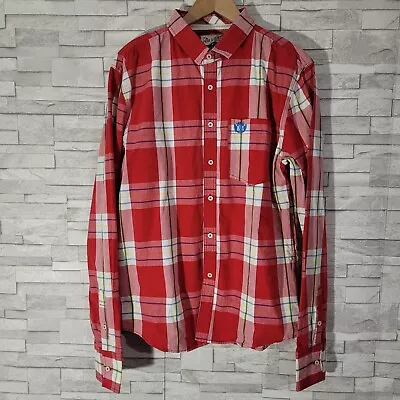 Mens PRIDE & GLORY Shirt Red Plaid XL Casual Long Sleeved Cotton  • £12.90