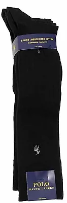 Polo Ralph Lauren Men's 3-Pairs Mercerized Cotton Over The Calf Socks   Black • $19.99
