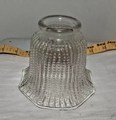 Vintage Clear Ruffled Beaded Glass Light Fan Globe Shade 2  Fitter • $10.99