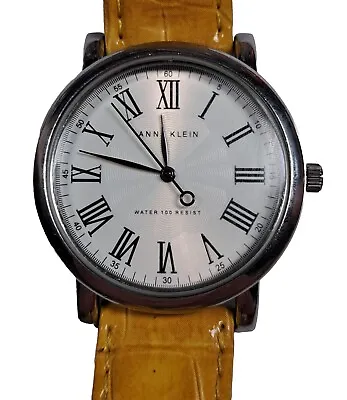 Anne Klein Women's 9  Silvertone Watch Mustard Yellow Band New Battery • $15