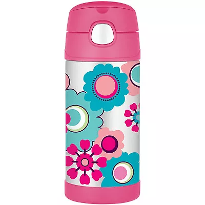 THERMOS Funtainer Stainless Steel 355ml Vacuum Insulated Beverage Bottle Flower! • $31.95