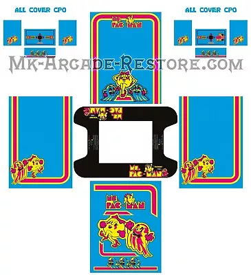 Ms Pac-Man Cocktail Table Side Art Arcade Cabinet Kit Artwork Graphics Decals • $319