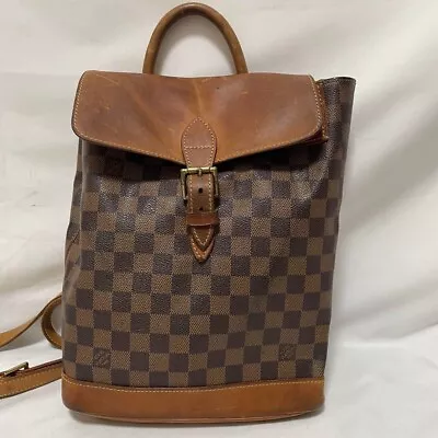 LOUIS VUITTON Logo Arlequin Backpack Bag Damier Ebene Brown N99038 • £304.82