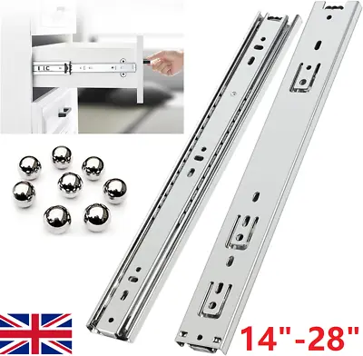 10''-28  Telescopic Rails Metal Ball Bearing Drawer Runners Draw Cabinet Slides • £8.59