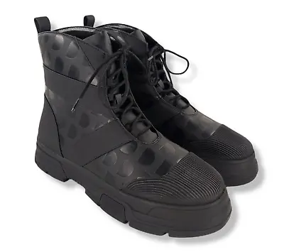 £79.99 • Buy Desigual Hybrid Monogram Womens UK 3.5 EU 36 Black Leather Lace UP Combat Boots