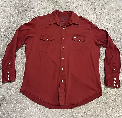 Wrangler Advanced Comfort Shirt Mens XL Red Pearl Snap Western Cowboy • $21.49