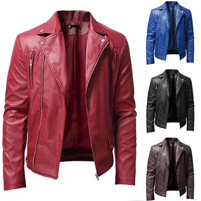 Men Leather Brando Motorbike Jacket Marlon Biker Motorcycle With Armour Coats* • $46.58