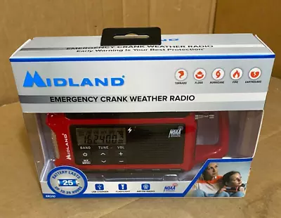 Midland ER210 Emergency Crank Weather Radio Flashlight Solar USB - Red • $44.25