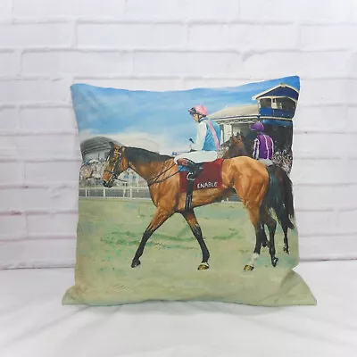 Horse Racing Cushion Cover Decorative Country Style Animal Jockey Vintage GIft • £12.99