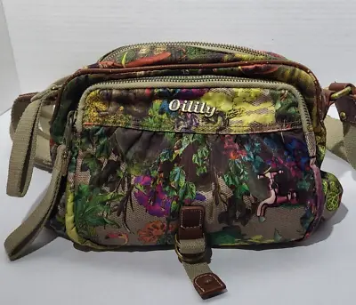 Rare Oilily Boho Tropical Floral Print Satin Satchel Crossbody Bag Purse • £118.74