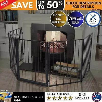 Fireplace Screen Fire Guard Safety Barrier Panel With Gate Pets Kids Fence • $127.06