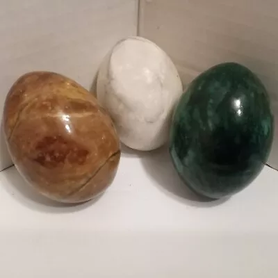 Lot Of 3 Vintage Marble Stone Eggs Easter Multicolor • $24.99