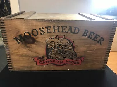 Moosehead Beer Wooden Crate Dovetails Lager Box With Sliding Checkerboard Lid • $150