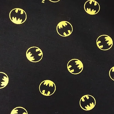 DC Comics  Mini Batman Logo On Black Cotton Fabric Per 50cm C7 • £1.50