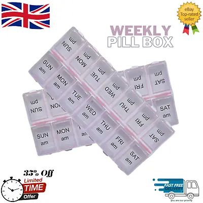 7Day Weekly Daily Pill Box Organiser Medicine Tablet Storage Dispenser Day&Night • £3.49