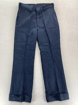 Vintage Kings Road Perma Prest Jean Trouser Mens 36x34 Dark Blue Chambray SEARS • $49.99