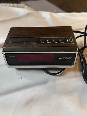 Vintage Westclox Digital Alarm Clock Wood Grain Model 22651 Tested & Working • $19.99