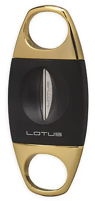 $35.99 • Buy Lotus Jaws Serrated V-Cut Cigar Cutter Anodized Black & Polished Gold - CUTV104