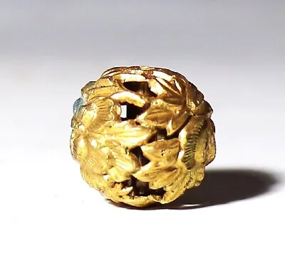 Japan Antique Gold Inlay Flower Ojime Bead Inro Netsuke Sagemono Rare Edo • £139.73