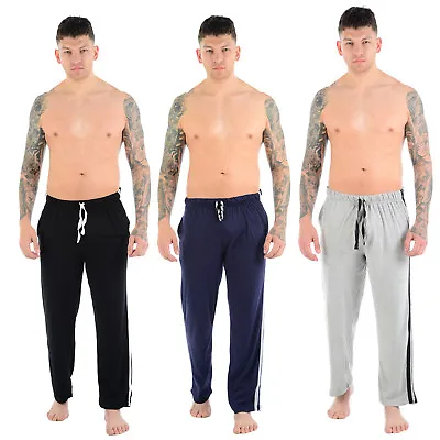 Mens Lounge Wear Pants Trousers Pyjamas Nightwear Bottoms Striped Pjs Joggers • £11.99