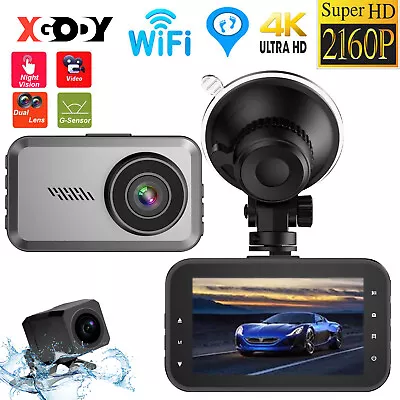 $95.99 • Buy XGODY UHD 4K Dash Cam Front And Rear WIFI GPS Car Camera Driving Recorder New AU