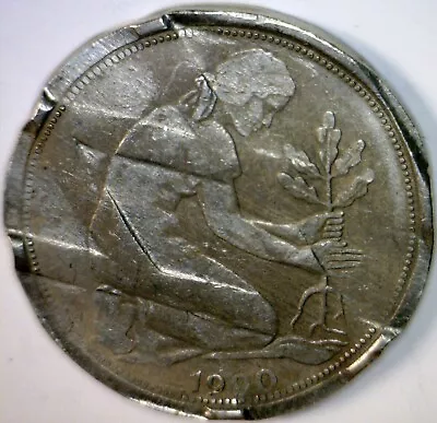 1990 ERROR WAFFLED German 50 Pfennig Coin Fifty Cent Germany Waffle LOT #2  NR • $14.24