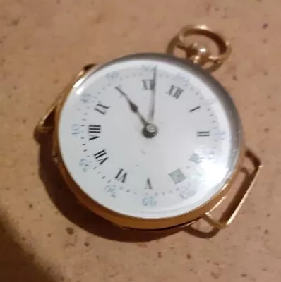 Antique Swiss 18ct Gold Small Transition Wrist Pocket Key Wind Watch C1910 30mm • £199
