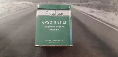 Vintage Exeller Chemical Co Epsom Salt Tin 16 Oz Net  1950s • $25