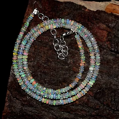 AAA+ Natural Ethiopian Opal Welo Fire Opal Gemstone Faceted Beads 16 Necklace • £24.26