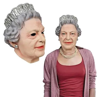 Queen Elizabeth Full Face Mask Platinum Jubilee Fancy Dress Costume Street Party • £23.58