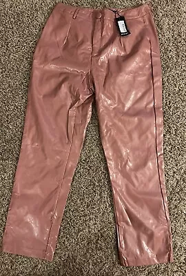 Nasty Gal Faux Leather Vinyl Pink Pants High Waisted 10 • $19.99