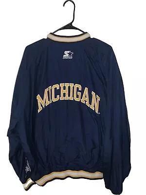 Vintage University Of Michigan V-neck Pullover Starter Jacket Men’s Size Large • $49