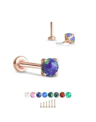 Threadless Labret Push Pin Nose Ring Rose Gold Steel Monroe 3mm Prong Opal • $16.99