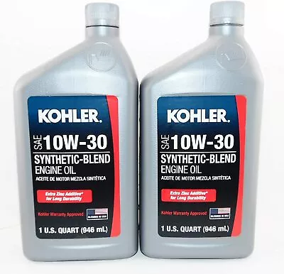 (2) Kohler Engine Synthetic Blend 10W-30 Motor Oil 1 Quart Bottles 25 357 06s • $23.09