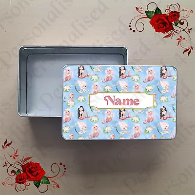 Personalised Metal Storage Tin - Keepsake - Mermaid - Name - Design 6 • £13.99