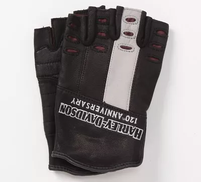 Harley Davidson 120th Anniversary True North Fingerless Leather Gloves Men Sz S • $45