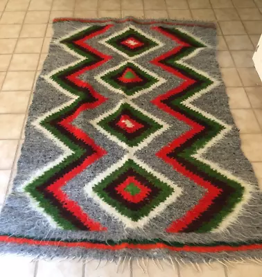 Hand Made Vint WOOL RUG  Geometric Handmade Native American? Siirt Mohair Rug? • $275