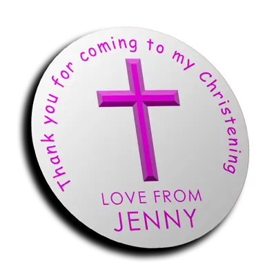 £2.59 • Buy Personalised Pink Cross Christening Baptism Stickers For Sweet Cones