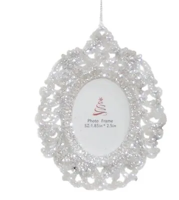 £6.99 • Buy Elegant Mini Frame Silver Glitter Hanging Photo Frame Christmas Tree Decoration 