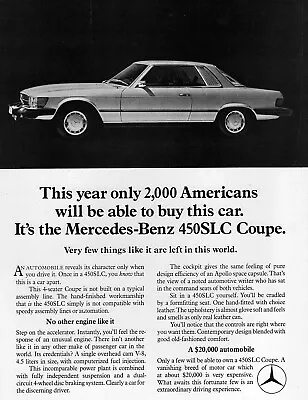 1974 Mercedes-Benz 450SLC Coupe  Only 2000  Original Print Ad • $16.47