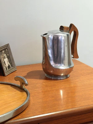 £8 • Buy Vintage Mid Century Picquot Ware J6 Coffee Pot With Wooden Handle