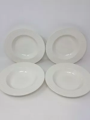 Lot Of 4 Mikasa DD900 Italian Countryside 9 1/2  Rimmed Soup Bowls Winter White  • $34.99