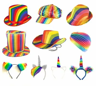 £7.54 • Buy GAY PRIDE Rainbow FANCY DRESS HATS Wear LGBT Parade Happy Adult Party Lot