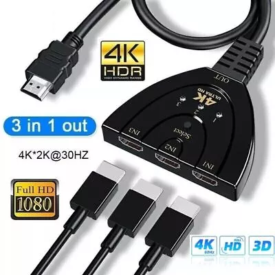 4K HDMI 2.0 Cable Auto Switch Switcher Splitter Adapter 3 In To 1 Out Devices - • $8.99