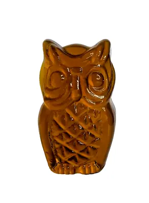 Vintage Amber Viking Glass Owl Paperweight With Label MCM Mid Century Modern • $37.80